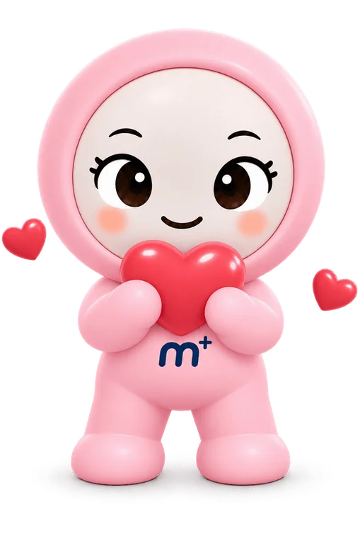 Mira, holding a heart